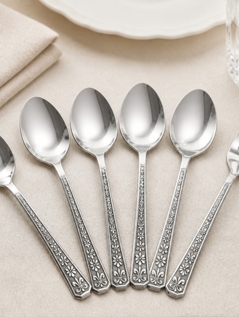 Interpur Florenz Stainless Flatware Lot Of 5 Teaspoons I Salad Fork Floral